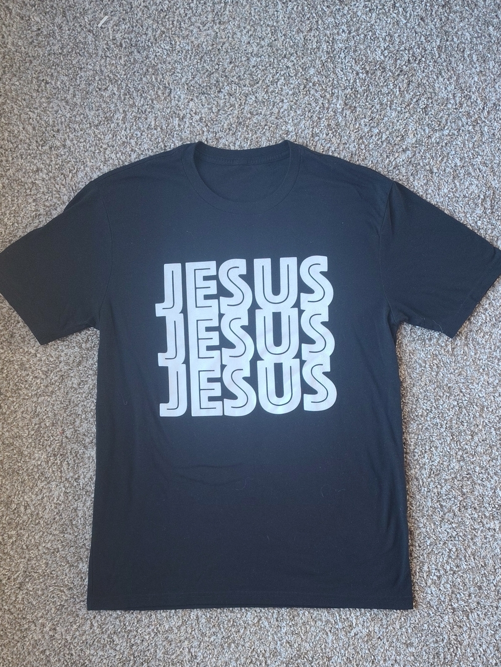 Black 'JESUS' Graphic Tee - Unisex Relaxed Crew Neck
